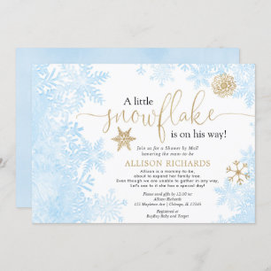 Invitation Flèche-neige en or bleu Douche par baby shower de 