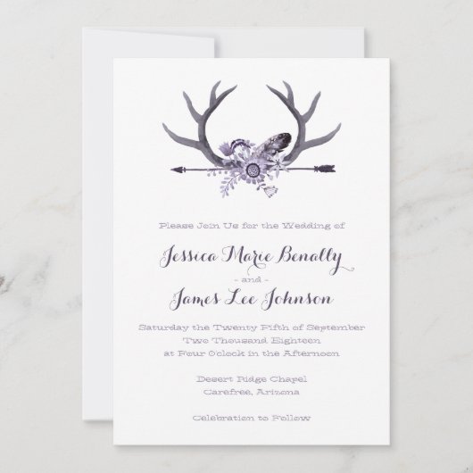 Invitation Flèche tribale et collier pourpre (Devant)