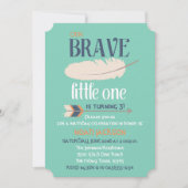 Invitation Flèche Tribale et Plumes fête d'anniversaire bleu  (Devant)