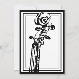 Invitation Flèche violon noir et blanc avec traits noirs