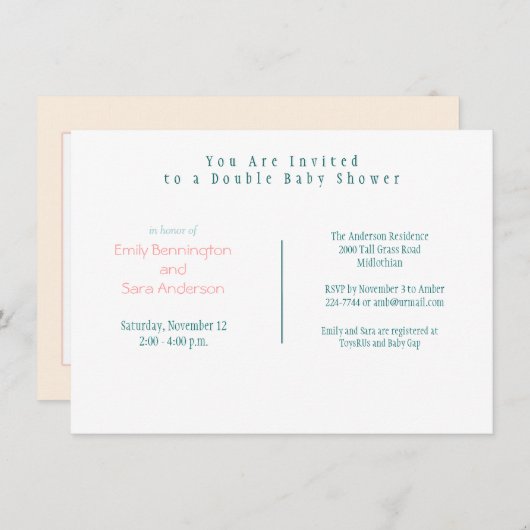 Invitation Flèches à Baby shower double (Devant / Derrière)