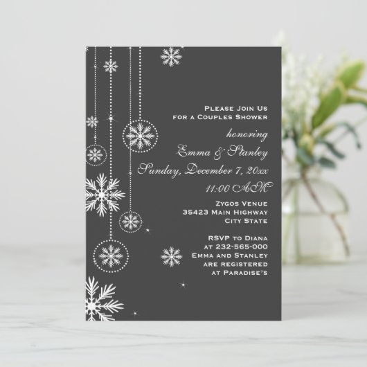 Invitation Flèches blanches mariage à charbon douche (Debout devant)