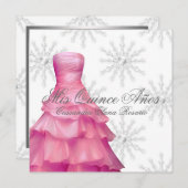 Invitation Flèches blanches roses Quinceanera blanche (Devant / Derrière)