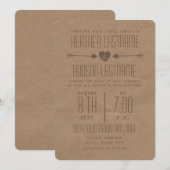 Invitation Flèches Brown inspirées par le papier + Coeur Rust (Devant / Derrière)