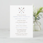 Invitation Flèches Cœur Bleu - Annonce de Mariage (Debout devant)