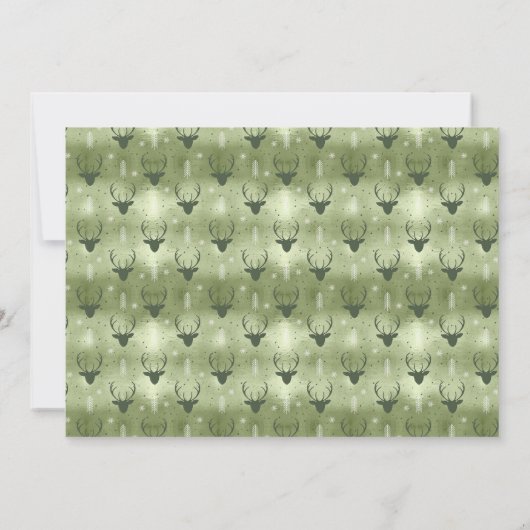 Invitation Flèches de cerfs Antlers Photo de Noël V2 Green ID (Dos)