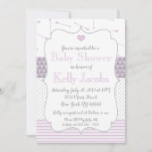 Invitation Flèches de coeur pourpre et courbée Baby shower In (Devant)