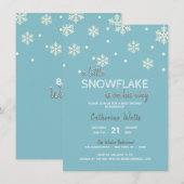 Invitation Flèches de neige BABY SHOWER gris argent bleu | GA (Devant / Derrière)