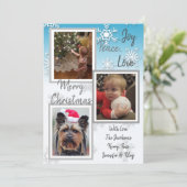 Invitation Flèches de neige bleues et argentées Photos de fam (Debout devant)