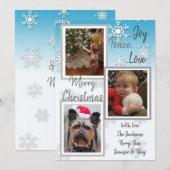 Invitation Flèches de neige bleues et argentées Photos de fam (Devant / Derrière)