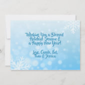 Invitation Flèches de neige bleues et blanches Photos de fami (Dos)