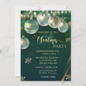 Invitation Flèches de neige en or, Balls Green Christmas (Devant)