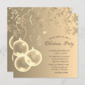 Invitation Flèches de neige en or, Boules d'or Noël d'entrepr (Devant / Derrière)