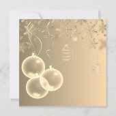 Invitation Flèches de neige en or, Boules d'or Noël d'entrepr (Dos)