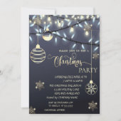 Invitation Flèches de neige en or, Boules, Fête de Noël (Devant)