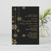 Invitation Flèches de neige en or noir mariage d'hiver nuptia (Debout devant)