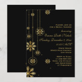 Invitation Flèches de neige en or noir mariage d'hiver nuptia (Devant / Derrière)