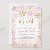 Invitation Flèches de neige en or rose Froid à l'extérieur Ba (Devant)