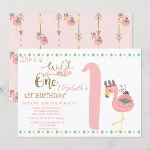 Invitation Flèches de Wild One, Flamant Rose Premier Annivers