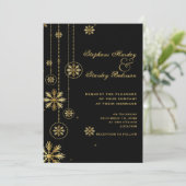 Invitation Flèches d'or mariage d'hiver noir (Debout devant)