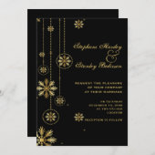Invitation Flèches d'or mariage d'hiver noir (Devant / Derrière)