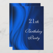 Invitation Flèches Douces De Bleu 21E Anniversaire (Devant / Derrière)