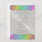 Invitation Flèches Quinceanera Arc en ciel et Filigree en arg (Devant)