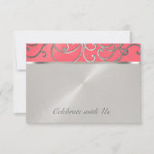 Invitation Flèches quinceanera rose et argent en fibre (Devant)