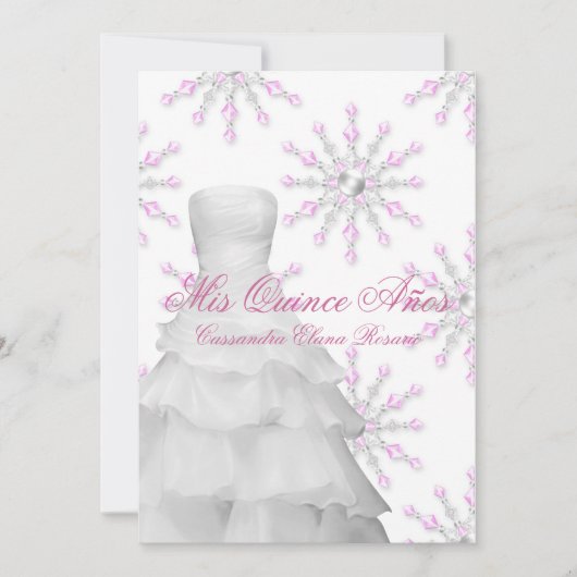 Invitation Flèches roses Quinceanera blanc rose (Devant)