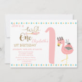 Invitation Flèches Un Sauvage, Flamant rose Rose premier anni (Devant)