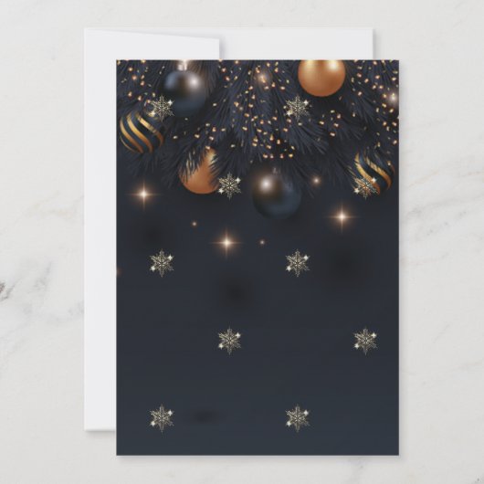 Invitation Fléchettes de neige en or, Balls Christmas (Dos)