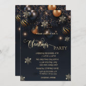 Invitation Fléchettes de neige en or, Balls Christmas (Devant / Derrière)