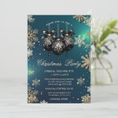 Invitation Fléchettes de neige en or, Boules de Noël, Green C (Debout devant)