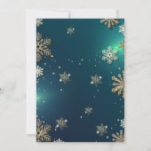 Invitation Fléchettes de neige en or, Boules de Noël, Green C (Dos)