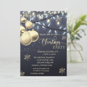 Invitation Fléchettes de neige en or, Boules, Fête de Noël Bl (Debout devant)