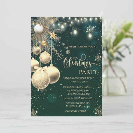 Invitation Fléchettes de neige en or, Boules, Feux d'éclat No (Debout devant)