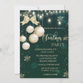 Invitation Fléchettes de neige en or, Boules, Lumières Bow Ve (Devant)