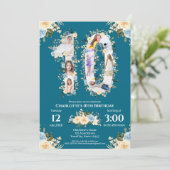 Invitation Fleur 10e anniversaire Turquoise photo Collage Jau (Debout devant)