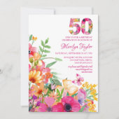 Invitation fleur 50 anniversaire invitation carte  (Devant)