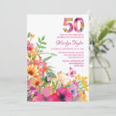 Invitation fleur 50 anniversaire invitation carte  (Debout devant)