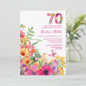 Invitation fleur 70 anniversaire invitation carte (Debout devant)