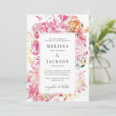 Invitation Fleur Abstraite blanche, rose et blush (Debout devant)