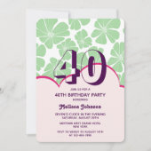 Invitation Fleur Abstraite de Chamomille Vert Rétro (Devant)