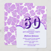 Invitation Fleur Abstraite de Chamomille violette rétro (Devant / Derrière)