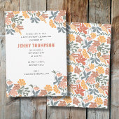 Invitation Fleur Abstraite et oiseaux Fête d'anniversaire du 