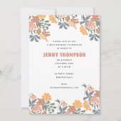 Invitation Fleur Abstraite et oiseaux Fête d'anniversaire du  (Devant)