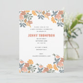 Invitation Fleur Abstraite et oiseaux Fête d'anniversaire du  (Debout devant)