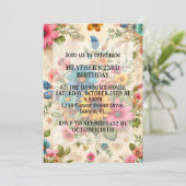 Invitation Fleur Abstraite Retro fête d'anniversaire (Debout devant)