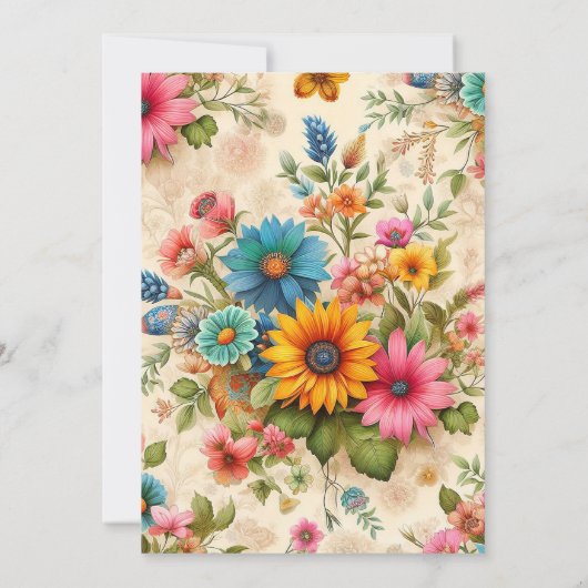 Invitation Fleur Abstraite Retro fête d'anniversaire (Dos)