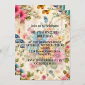 Invitation Fleur Abstraite Retro fête d'anniversaire (Devant / Derrière)
